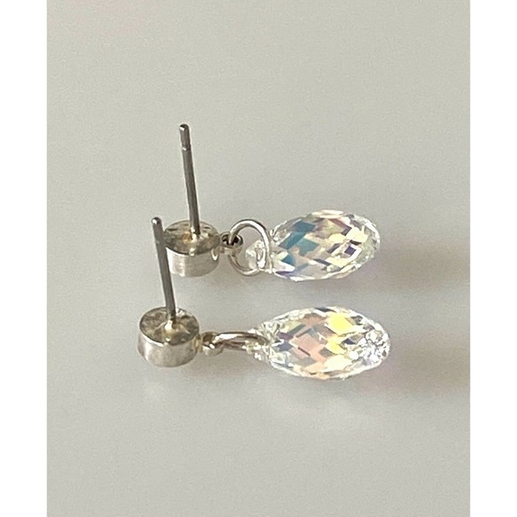 Earrings Dangles Faceted Crystals Clear AB 3/4” - Picture 9 of 9